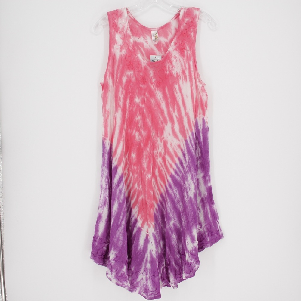 India Boutique NWT Women's Pink Purple Tie Dye Sleeveless Dress Size OS